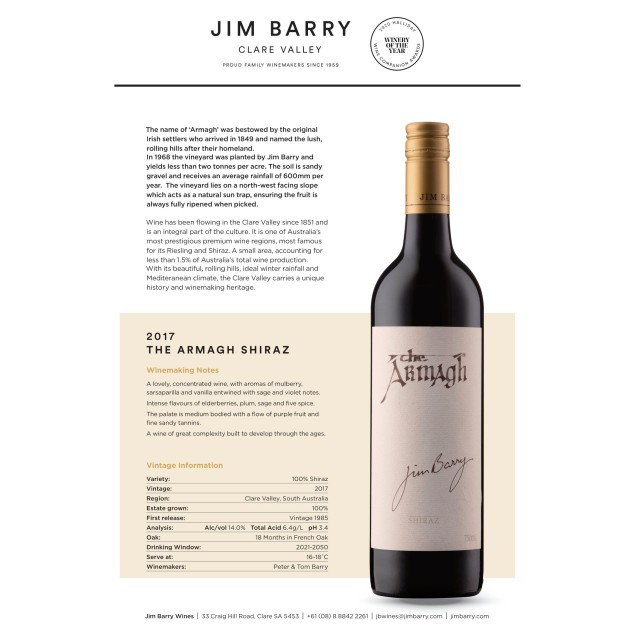 Jim Barry The Armagh Shiraz 2017