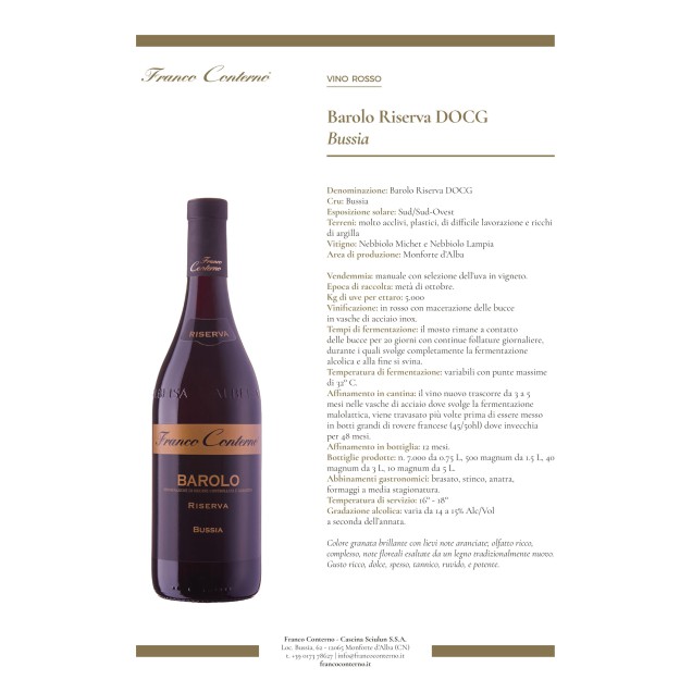 Barolo D.O.C.G "Bussia Riserva" 2015 Franco Conterno