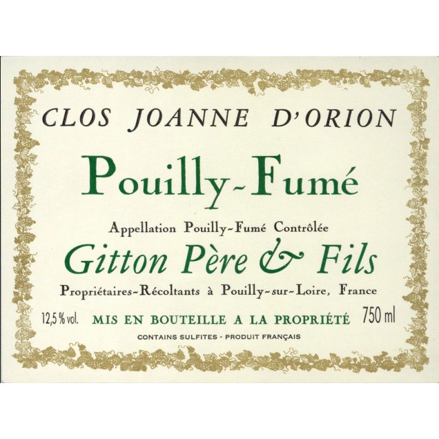 Pouilly Fumé Clos Joanne d 'Orion 2020 Domaine Gitton